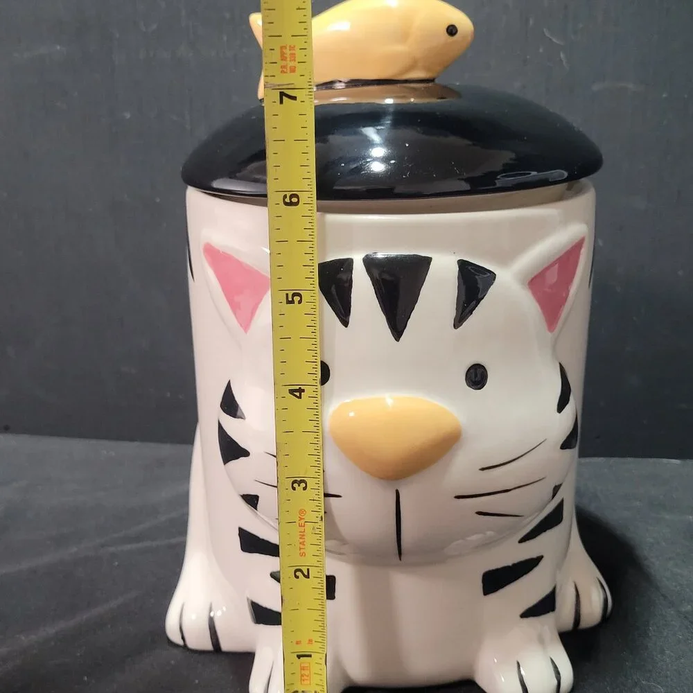 Share Home Accents Ceramic Cat with Goldfish Treat Jar Canister 8